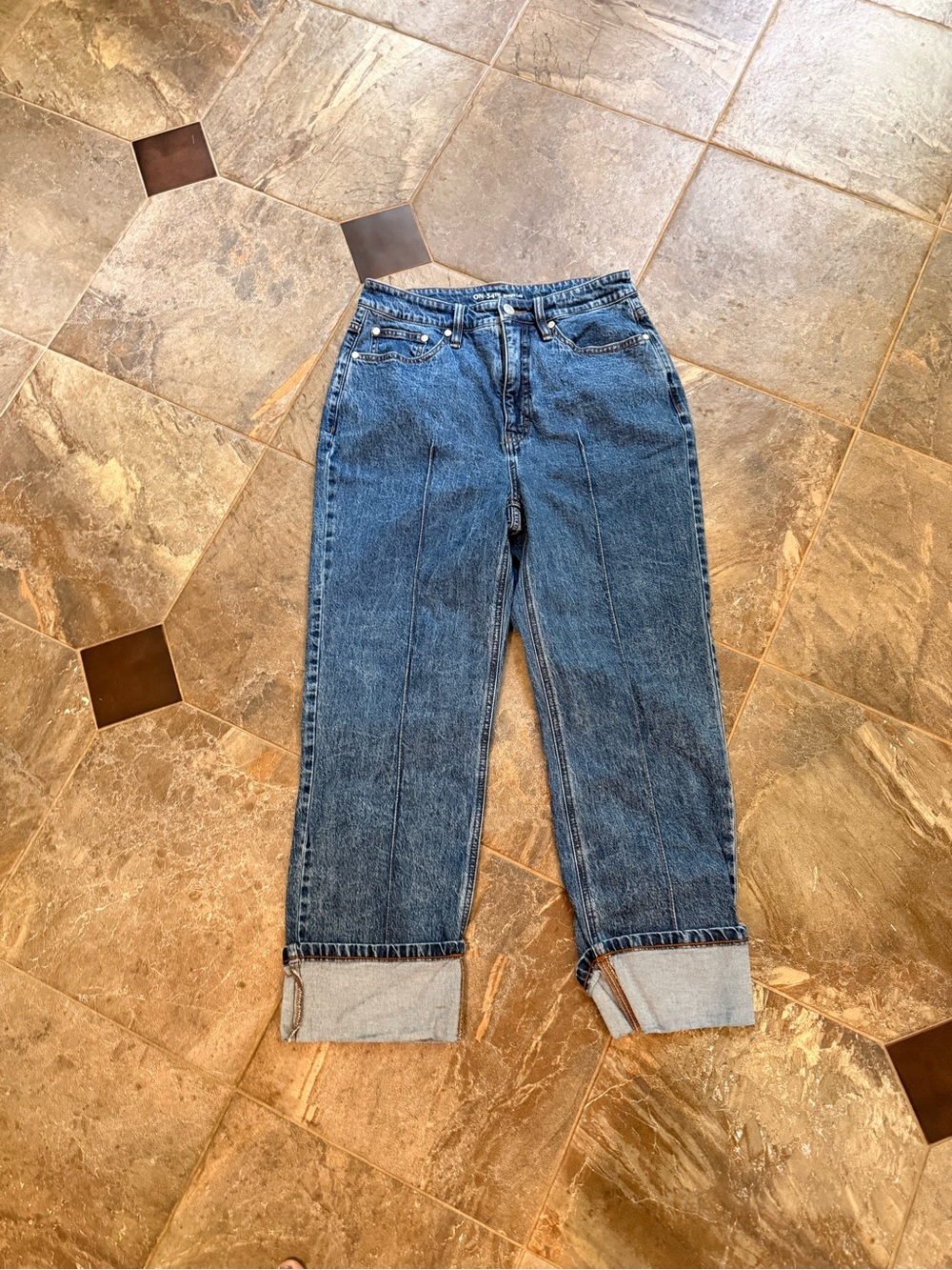 On 34th Straight Leg Jeans Women’s 8 Short High Rise Front Seam Cuffed Hem